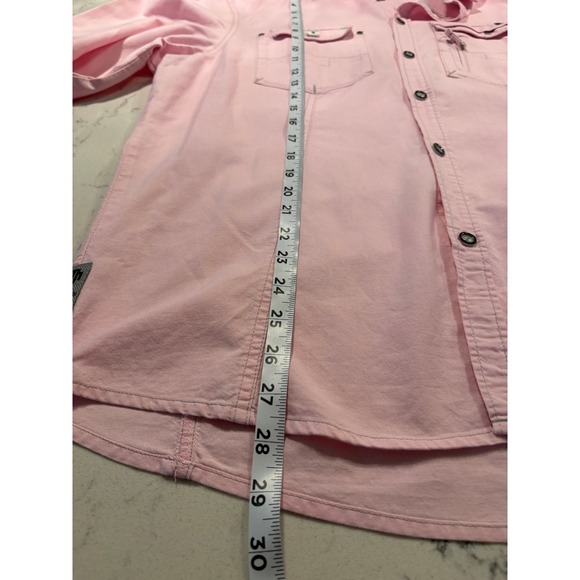 Mish Mash Mens XL Pink Utility Button Down Shirt Roll Tab Sleeve - Picture 7 of 11